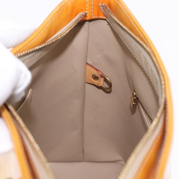 LOUIS VUITTON Monogram Vernis Houston Hand Bag Beige M91004 LV Auth gh2315