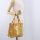 LOUIS VUITTON Monogram Vernis Houston Hand Bag Beige M91004 LV Auth gh2315-25
