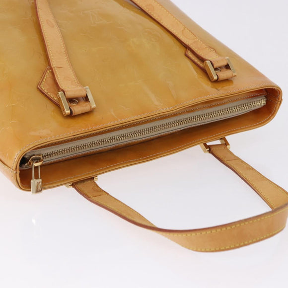 LOUIS VUITTON Monogram Vernis Houston Hand Bag Beige M91004 LV Auth gh2315