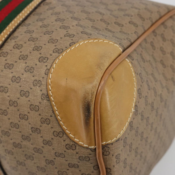 GUCCI Micro GG Web Sherry Line Boston Bag PVC Beige 58 012 534 40 Auth gh2316A