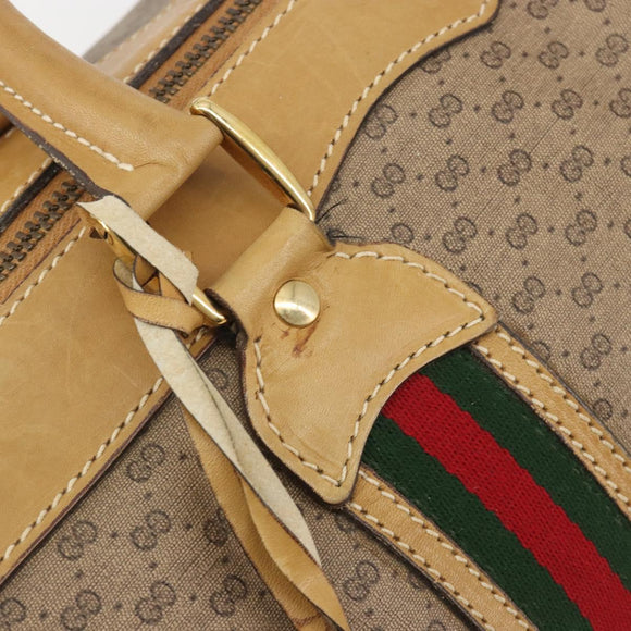 GUCCI Micro GG Web Sherry Line Boston Bag PVC Beige 58 012 534 40 Auth gh2316A