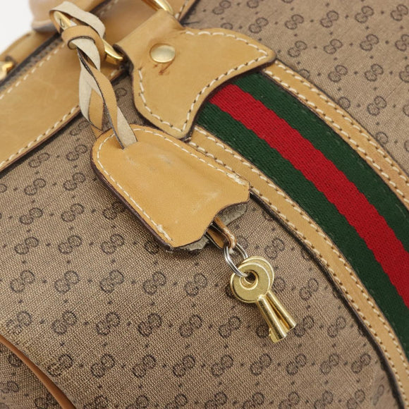 GUCCI Micro GG Web Sherry Line Boston Bag PVC Beige 58 012 534 40 Auth gh2316A
