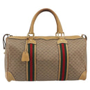 GUCCI Micro GG Web Sherry Line Boston Bag PVC Beige 58 012 534 40 Auth gh2316A-13