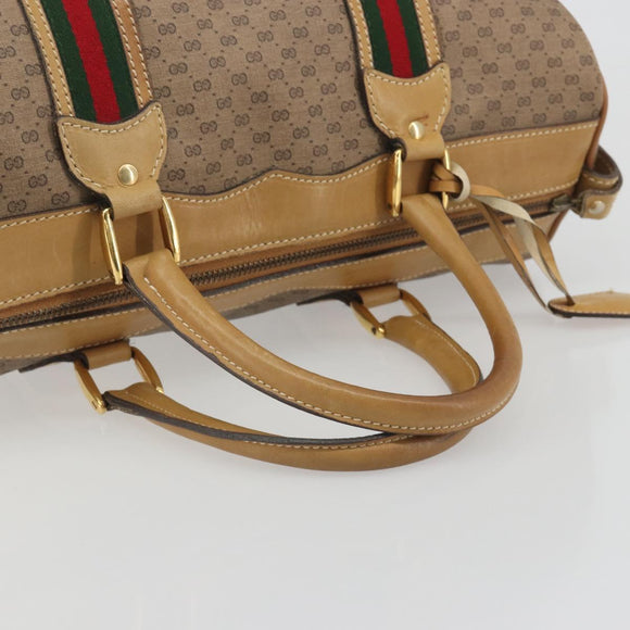 GUCCI Micro GG Web Sherry Line Boston Bag PVC Beige 58 012 534 40 Auth gh2316A