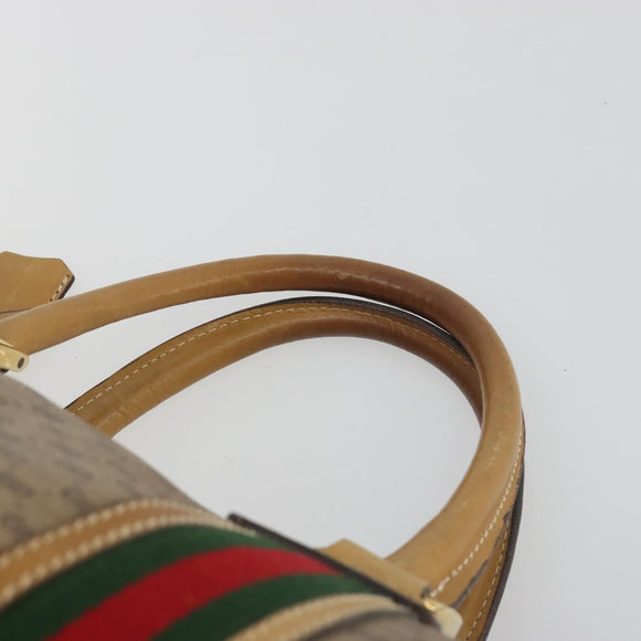GUCCI Micro GG Web Sherry Line Boston Bag PVC Beige 58 012 534 40 Auth gh2316A