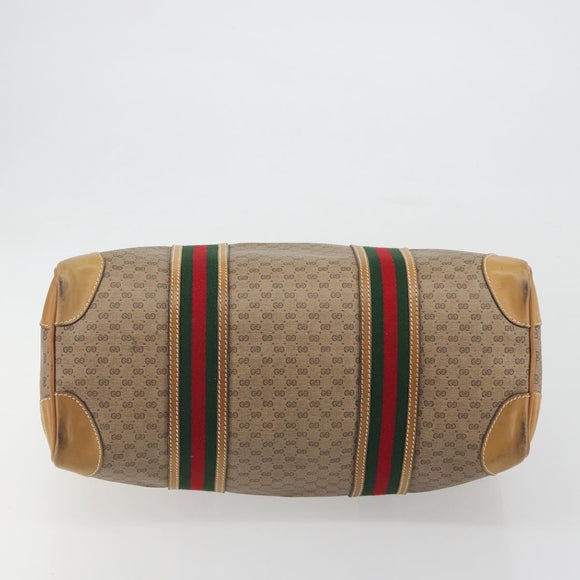 GUCCI Micro GG Web Sherry Line Boston Bag PVC Beige 58 012 534 40 Auth gh2316A