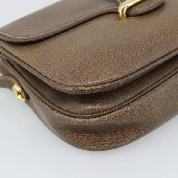 GUCCI Shoulder Bag Leather Brown Gold Tone 48 001 3969 Auth gh2319