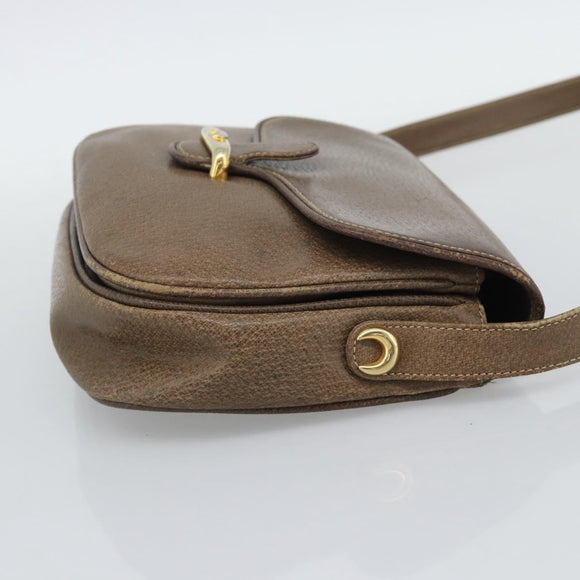 GUCCI Shoulder Bag Leather Brown Gold Tone 48 001 3969 Auth gh2319