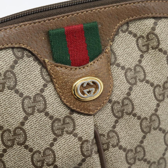 GUCCI GG Supreme Shoulder Bag PVC Leather Beige Gold Tone 904 02 047 Auth gh2320