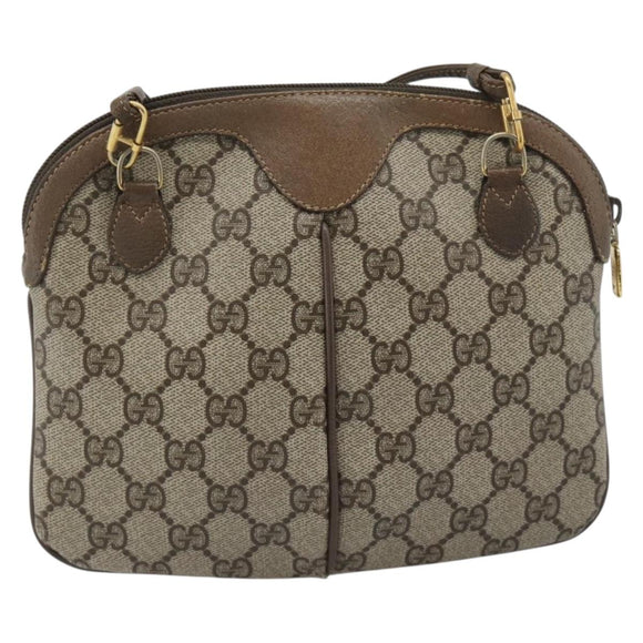 GUCCI GG Supreme Shoulder Bag PVC Leather Beige Gold Tone 904 02 047 Auth gh2320