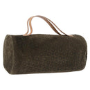 CELINE C Macadam Hand Bag Suede Green Gold Tone Auth gh2322A-1