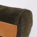 CELINE C Macadam Hand Bag Suede Green Gold Tone Auth gh2322A-11