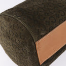 CELINE C Macadam Hand Bag Suede Green Gold Tone Auth gh2322A-12