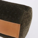 CELINE C Macadam Hand Bag Suede Green Gold Tone Auth gh2322A-13