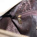 CELINE C Macadam Hand Bag Suede Green Gold Tone Auth gh2322A-19