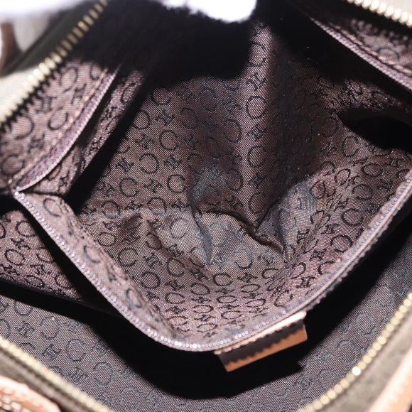 CELINE C Macadam Hand Bag Suede Green Gold Tone Auth gh2322A