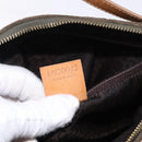 CELINE C Macadam Hand Bag Suede Green Gold Tone Auth gh2322A-21