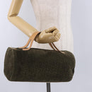CELINE C Macadam Hand Bag Suede Green Gold Tone Auth gh2322A-22