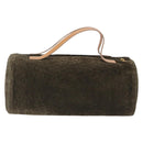 CELINE C Macadam Hand Bag Suede Green Gold Tone Auth gh2322A-3