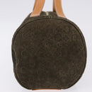 CELINE C Macadam Hand Bag Suede Green Gold Tone Auth gh2322A-4