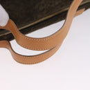 CELINE C Macadam Hand Bag Suede Green Gold Tone Auth gh2322A-7