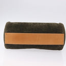 CELINE C Macadam Hand Bag Suede Green Gold Tone Auth gh2322A-9