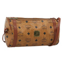 MCM Vicetos Shoulder Bag PVC Leather Brown Gold Tone Auth gh2323-1