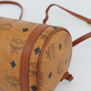 MCM Vicetos Shoulder Bag PVC Leather Brown Gold Tone Auth gh2323-15