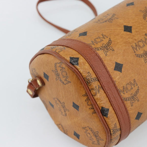 MCM Vicetos Shoulder Bag PVC Leather Brown Gold Tone Auth gh2323