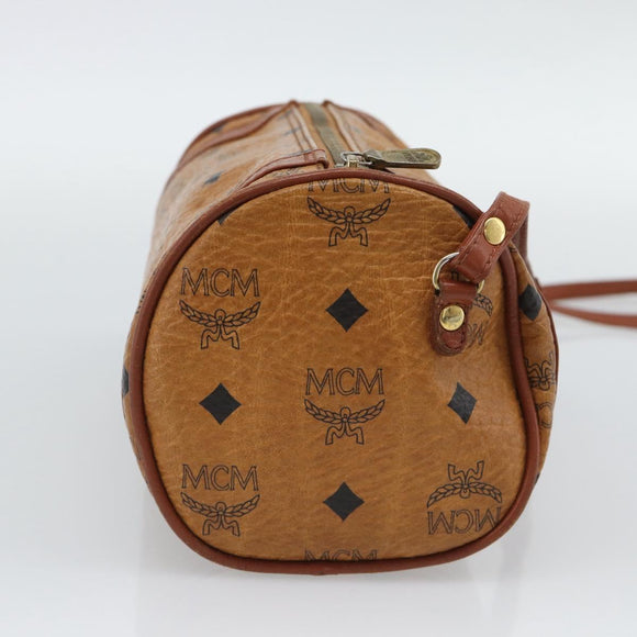 MCM Vicetos Shoulder Bag PVC Leather Brown Gold Tone Auth gh2323
