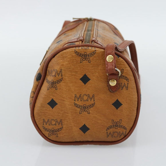 MCM Vicetos Shoulder Bag PVC Leather Brown Gold Tone Auth gh2323