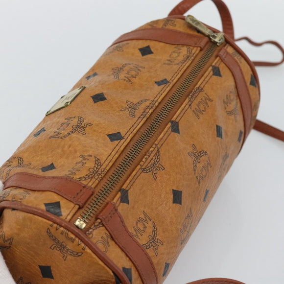 MCM Vicetos Shoulder Bag PVC Leather Brown Gold Tone Auth gh2323