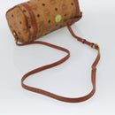 MCM Vicetos Shoulder Bag PVC Leather Brown Gold Tone Auth gh2323-7