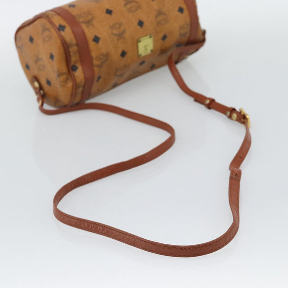 MCM Vicetos Shoulder Bag PVC Leather Brown Gold Tone Auth gh2323