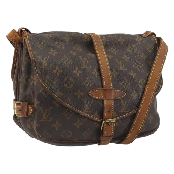 LOUIS VUITTON Monogram Saumur 30 Shoulder Bag M42256 LV Auth gh2324