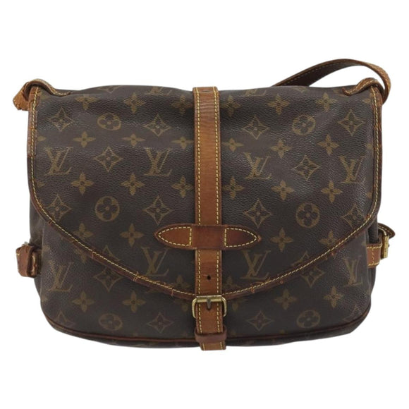 LOUIS VUITTON Monogram Saumur 30 Shoulder Bag M42256 LV Auth gh2324