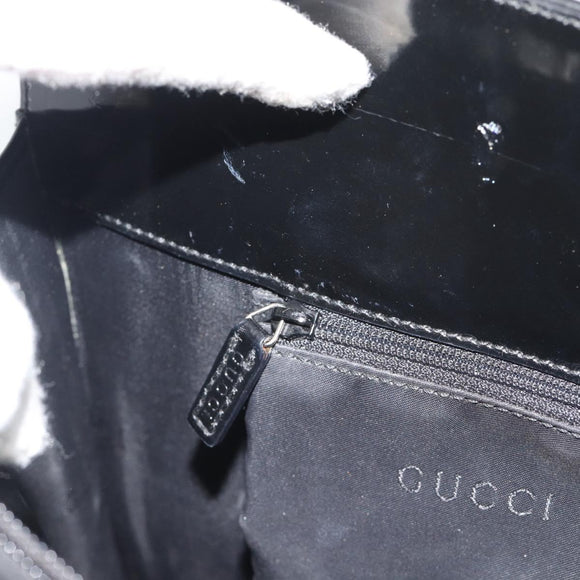 GUCCI Tote Bag Patent Black Silver 001 3264 Auth gh2325