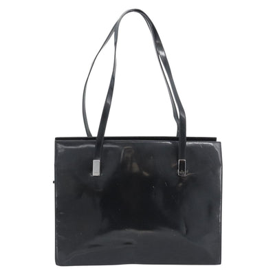 GUCCI Tote Bag Patent Black Silver 001 3264 Auth gh2325 - 0