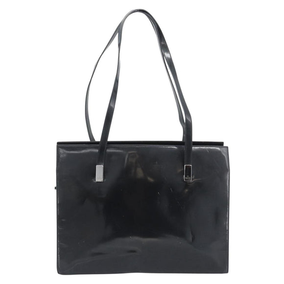 GUCCI Tote Bag Patent Black Silver 001 3264 Auth gh2325