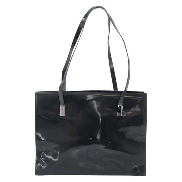 GUCCI Tote Bag Patent Black Silver 001 3264 Auth gh2325