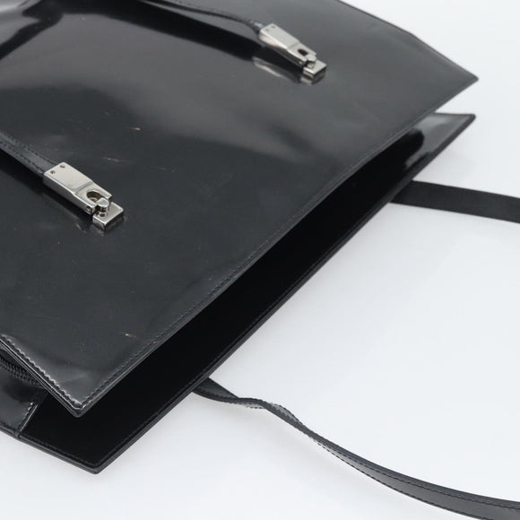 GUCCI Tote Bag Patent Black Silver 001 3264 Auth gh2325