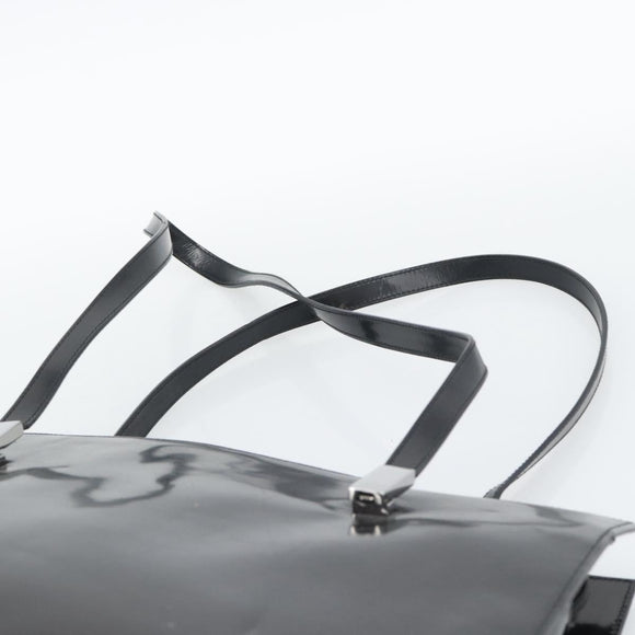 GUCCI Tote Bag Patent Black Silver 001 3264 Auth gh2325