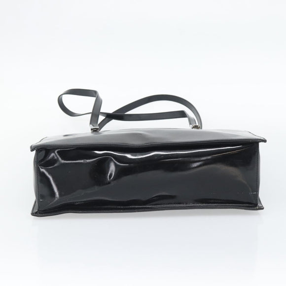 GUCCI Tote Bag Patent Black Silver 001 3264 Auth gh2325