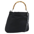 GUCCI Bamboo Hand Bag Nylon 2way Black Silver 001 1705 1577 Auth gh2326-1