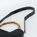 GUCCI Bamboo Hand Bag Nylon 2way Black Silver 001 1705 1577 Auth gh2326-15