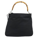 GUCCI Bamboo Hand Bag Nylon 2way Black Silver 001 1705 1577 Auth gh2326-13