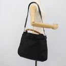 GUCCI Bamboo Hand Bag Nylon 2way Black Silver 001 1705 1577 Auth gh2326-24