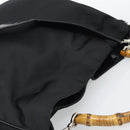 GUCCI Bamboo Hand Bag Nylon 2way Black Silver 001 1705 1577 Auth gh2326-6