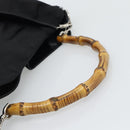 GUCCI Bamboo Hand Bag Nylon 2way Black Silver 001 1705 1577 Auth gh2326-7