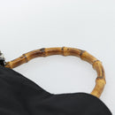 GUCCI Bamboo Hand Bag Nylon 2way Black Silver 001 1705 1577 Auth gh2326-14